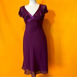 Bicé Purple Capelet Flutter Sleeve Evening Dress - Size 4